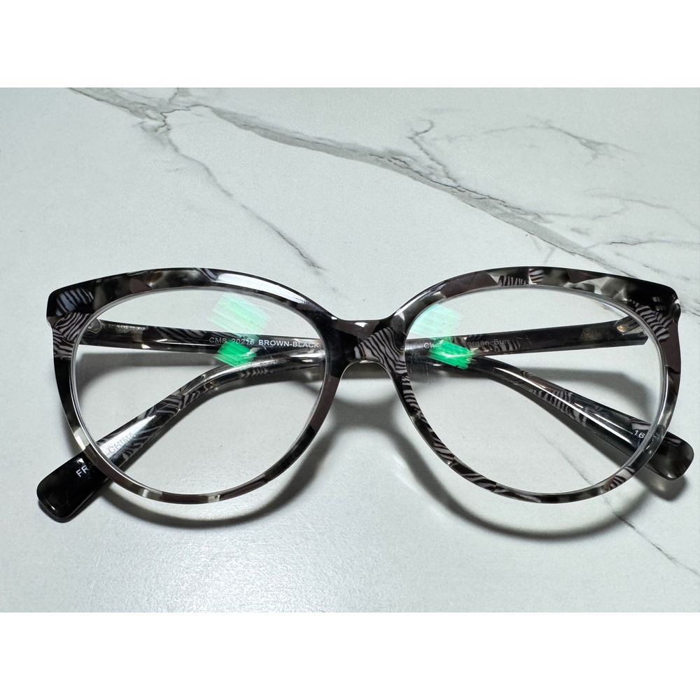 Chelsea Morgan CMS 20215 Brown Black Zebra Print Cat Eye Eyeglasses 56-15-145